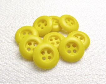 Lemon Zest: 1/2" (13mm) Bold Yellow Buttons • Set of 9 Matching Vintage Buttons