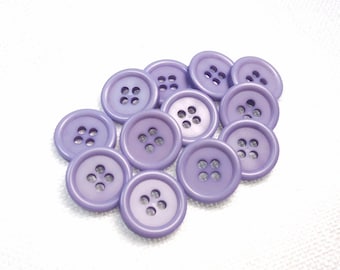 Plainly Heather: 9/16" (14mm) Light Purple Buttons • Set of 12 Vintage New Old Stock Matching Buttons