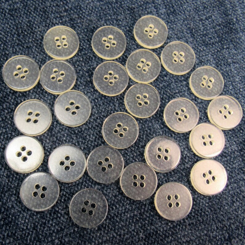 Button Backs: 9/16" (14mm) Transparent Off-white Buttons • Set of 25 ...