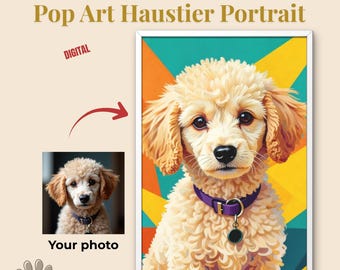 Custom Pop Art Dog Portrait in Vibrant Geometric Style – Personalized Pet Memorial Print and Unique Colorful Pet Lover Gift Poster Artwork