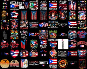 80 Puerto Rico Flag PNG Bundle, Boricua Pride Tropical Island Travel Design, Digital Download