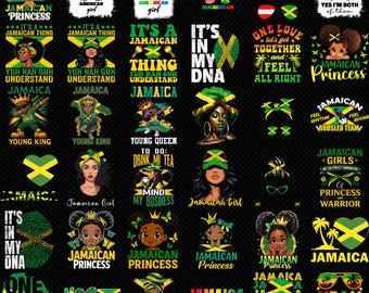 Pacchetto Ragazza Giamaicana PNG Download Digitale Atmosfera Giamaicana Principessa Regina One Love Reggae Cultura Bandiera Donna Afro Regalo