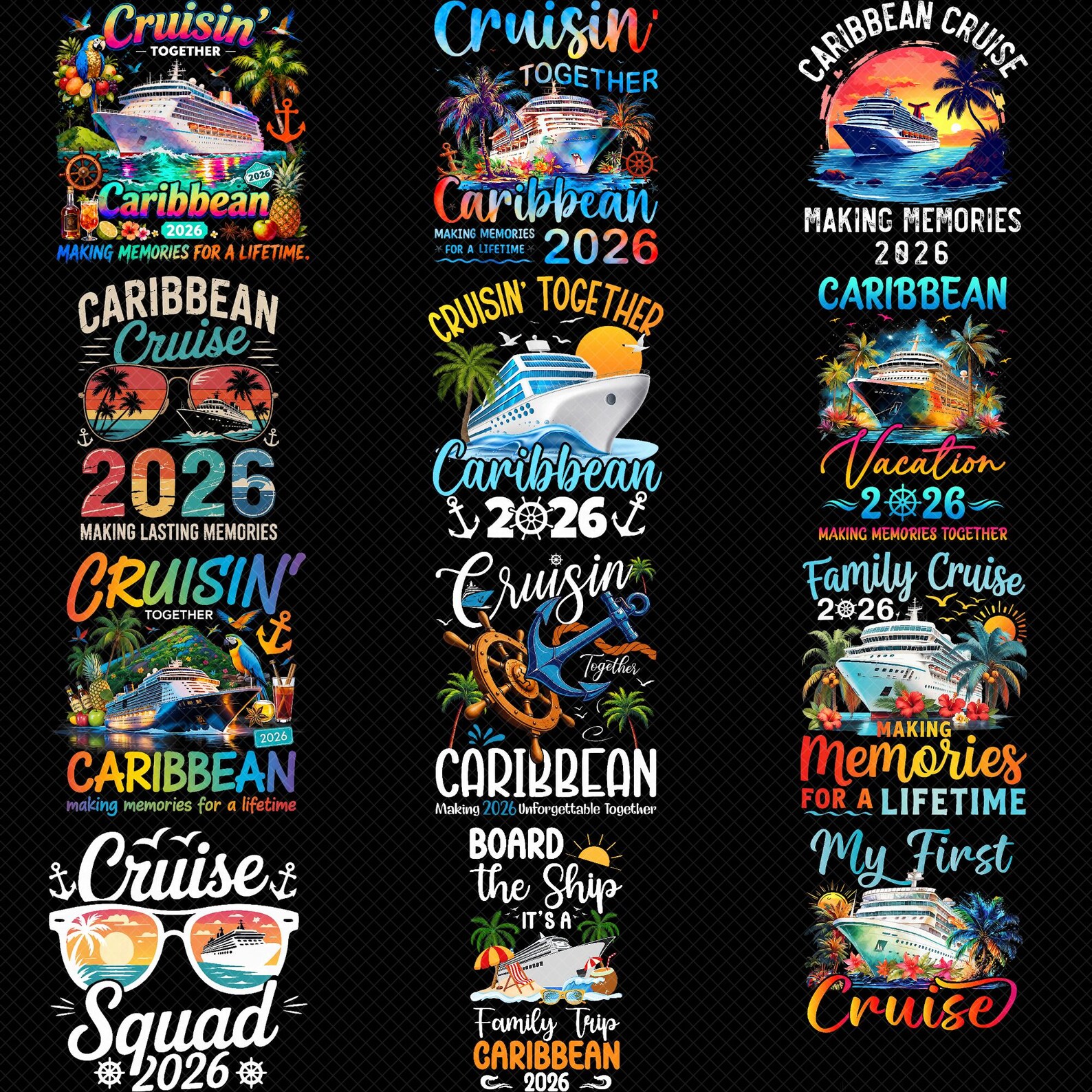 Caribbean Cruise 2026 PNG Bundle, Cruisin Together Family Cruise Shirt ...