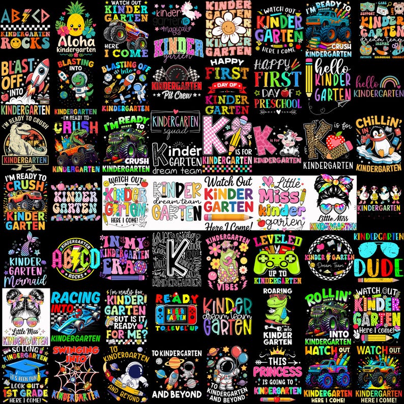 School Grades PNG Bundle, Pre K to 4th Grade Shirt Designs, Back to School Grade Level PNG Bundle for Students Teachers image 4