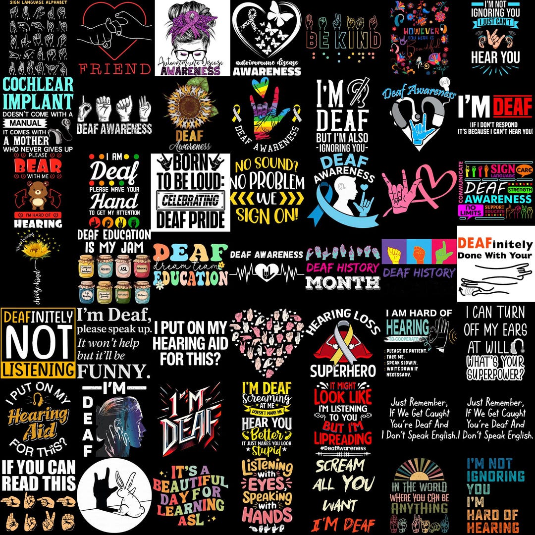 50 Deaf Awareness PNG Bundle, Sign Language Png, ASL Hands PNG, Deaf ...