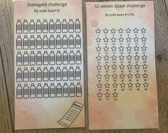 A6-Spar-Challenge zum Ausdrucken | Bargeld-Fülleinlagen | 52 Wochen lang Einzahlungsgeld sparen | Digitaler Budgetplaner