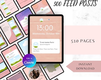 Meer dan 500 Instagram-carrouseltemplates zonder gezichten | Esthetische Canva-socialmediakit | TikTok- en Instagram-slides