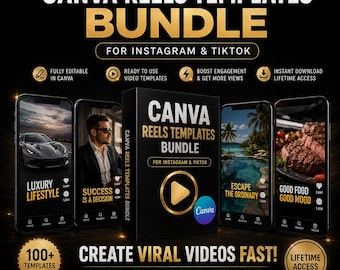 Canvaリールテンプレートバンドル｜Instagram＆TikTok動画テンプレート｜ソーシャルメディアコンテンツクリエイターパック｜編集可能なCanvaテンプレート