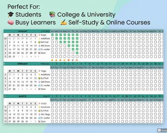 Printbare PDF voor het bijhouden van gewoonten – Een minimalistische maand- en dagplanner voor studenten | Direct te downloaden