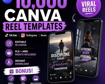 編集可能なInstagramとTikTokリールテンプレート｜ソーシャルメディアクリエイター向けCanvaビデオキット｜コンテンツバンドル