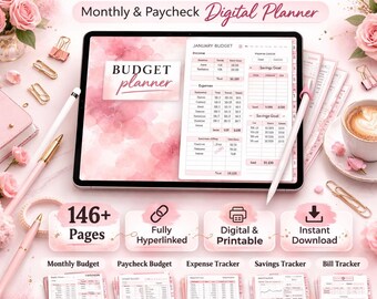 Ultieme Digitale Budgetplanner voor GoodNotes | Maand- & Loonstrook Tracker | Hyperlinked PDF | Uitgaven, Spaar- Rekeningbeheer