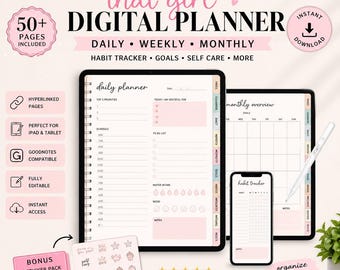 That Girl digitale planner | GoodNotes planner | iPad planner | Planner met hyperlinks | Dag-, week- en maandplanner | Gewoontetracker