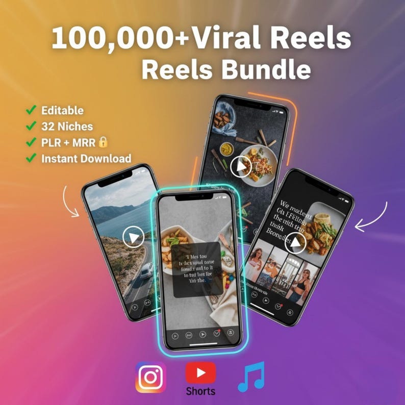 Canva Reels Templates Bundle for Instagram & Tiktok Editable Video