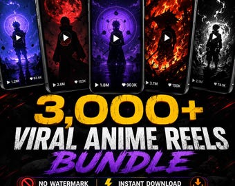 Anime Reels Bundel 3000+ | Virale animeclips voor TikTok, Instagram, YouTube Shorts | Contentpakket voor sociale media | Digitale download