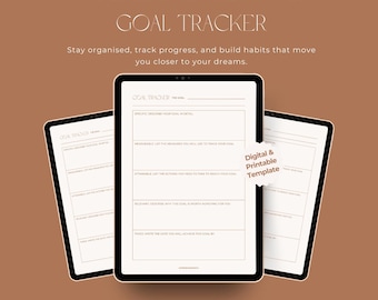 Modello di monitoraggio degli obiettivi / Planner PDF digitale per GoodNotes e stampabile / Monitoraggio delle abitudini / Produttività e crescita personale Download immediato