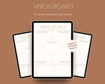 Digital Vision Board Template (PDF Download) | iPad GoodNotes & Printable Manifestation for Busy Women | Productivity and Goal Setting Tool