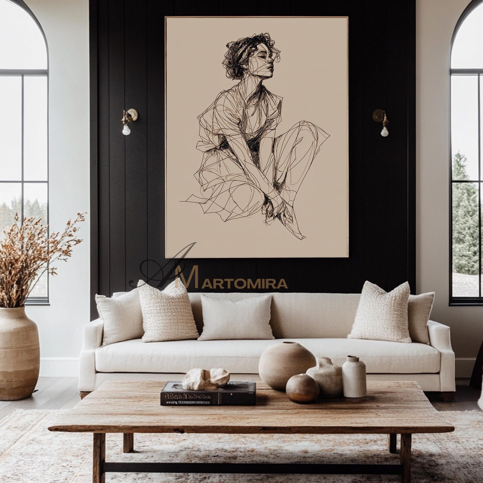 Minimalist Line Art Woman Sketch Elegant Female Drawing Modern Wall Art ...