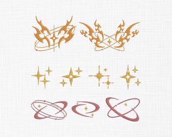 Sparkle Embroidery Design Set, Abstract Swirl Embroidery, Decorative Stars Machine Embroidery, Modern Accent Designs, Instant Download