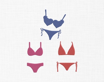 Bikini Embroidery Design Set, Beach embroidery, clothe embroidery, Swimsuit Machine Embroidery Files, Summer Beach Embroidery