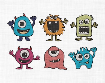 Monster bundle embroidery, Cute Monster Embroidery Design Set, Funny Cartoon Monster Machine Embroidery, Kids Halloween Embroidery Patterns