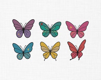 Butterfly Embroidery Design Bundle, Cute Colorful Butterflies Machine Embroidery Files, mini butterfly embroidery,  Digital Download