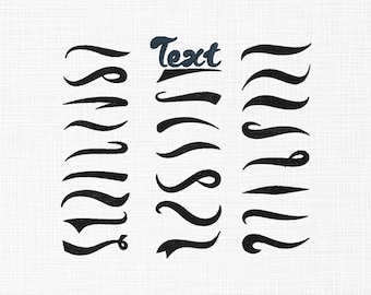 Text Flourish Machine Embroidery, Calligraphy Swirl Embroidery Design Set, Script Accent Elements, Instant Download