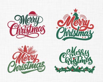 Merry Christmas Embroidery Design Set, Christmas embroidery, santa cap embroidery, Holiday Lettering Machine Embroidery Patterns