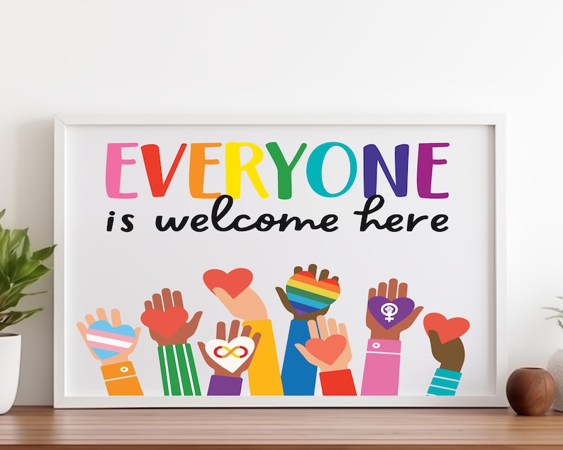 Everyone is Welcome Here Poster, Inclusive Classroom Decor, Diverse ...
