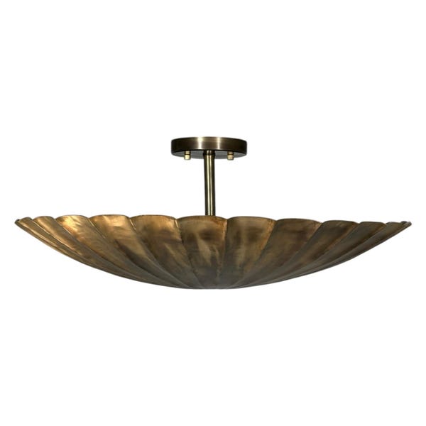 Antiek messing verzonken plafondlamp: handgemaakte vintage stijl