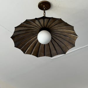 Scalloped Shell Pendant Light | Coastal Ceiling Light | Art Deco Modern Vintage Globe Hanging Lamp