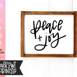 Handlettered Peace and Joy SVG, Lettered Christmas Quote, Holiday Cut File, Script SVG, for Cricut, Silhouette, DXF, Sublimation file image 4