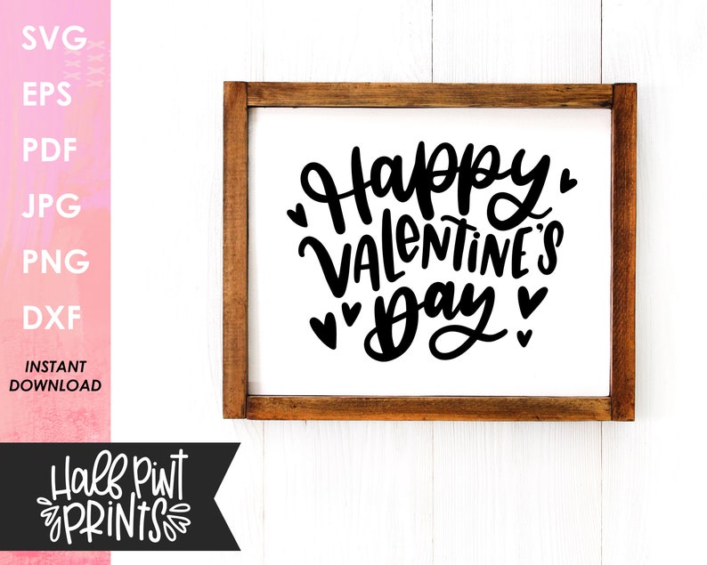 Happy Valentine's Day handlettered SVG, hand drawn design, Valentine Love Quote, Cut File, for Cricut, Silhouette, DXF file, Sublimation image 5