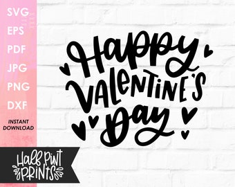 Happy Valentine's Day block handlettered SVG, hand drawn design, Valentine Love , Cut File, for Cricut, Silhouette, DXF file, Sublimation