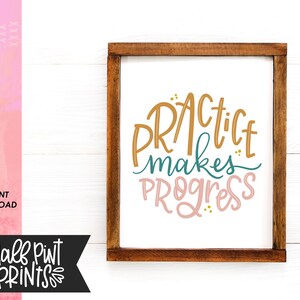 Practice Makes Progress, Hand Lettered Circle Encouragement Quote Designs, Kindness Hand lettering Designs, Sublimation Design File PNG image 4