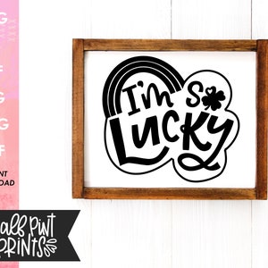 I'm So Lucky hand lettered SVG, hand drawn design, St Patrick's Day, Rainbow, Shamrock, Cut File, for Cricut, Silhouette, DXF file image 4