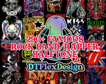 Rock Band Rapper Halftone 290+ T-Shirt Design Bundle : HQuality 300 DPI png image for DTF and Sublimation - Digital Download
