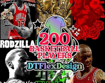 Basketball Legends Players 200 T-Shirt Design Bundle : HQuality 300 DPI png image for DTF and Sublimation - Digital Download