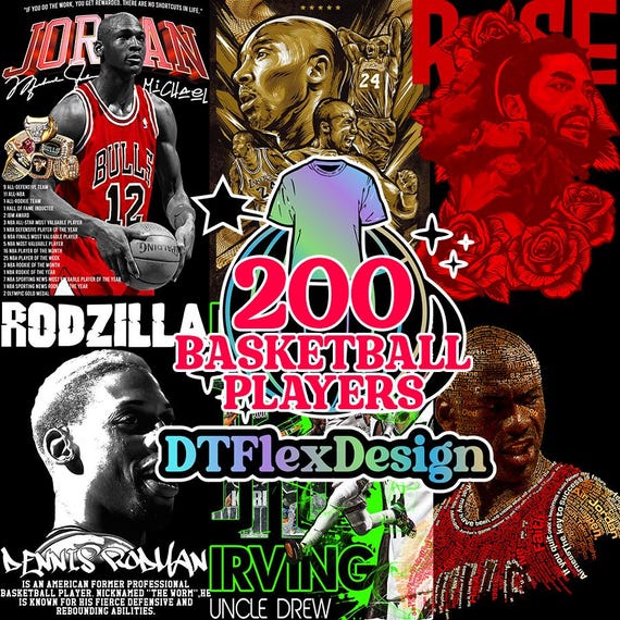 Basketball Legends Players 200 T-Shirt Design Bundle : HQuality 300 DPI png image for DTF and Sublimation - Digital Download
