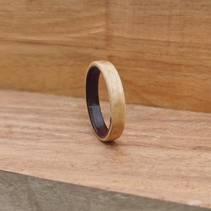 Handmade Bentwood Ring – Cherry & Ebony Wood, Eco-Friendly Wedding Band