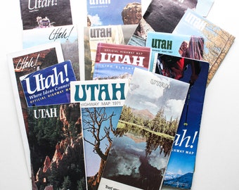 UTAH State Map | Utah | State Map | Road Map | Vintage Map | Travel Map | Highway Map | Maps | Crafts