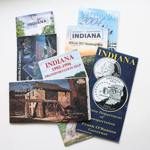 INDIANA State Map | Road Map | Indiana | Maps | Vintage Maps | Travel Maps | State Map | Crafts