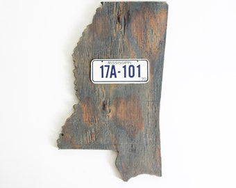 MISSISSIPPI Wood State Wall Hanging | Wall Decor | Wall Hanging | Bike License Plate