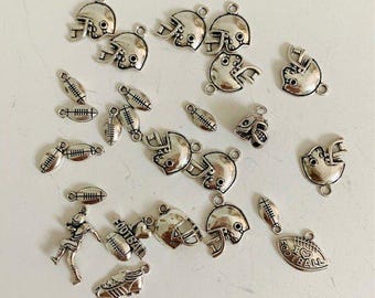 Lot of 60 Assorted Football Charms | Football Charms | Football | Charms | Jewelry Supplies | Charm Bracelets
