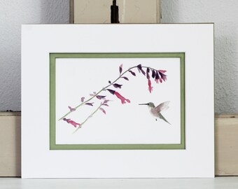 Hummingbird/Floral Watercolor Print | Hummingbird | Watercolor | Watercolor Print | Bird Art | Wall Decor | Wall Hanging