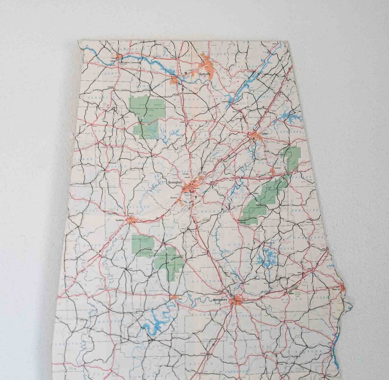 ALABAMA State Map Wall Decor Vintage Map Decor Perfect Gift for Any Occasion Gallery Wall Decor Medium size image 3