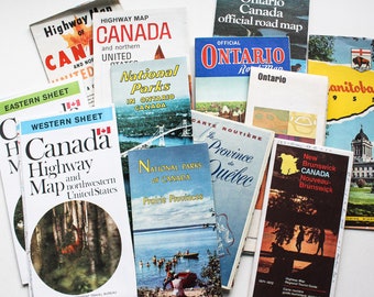 CANADA Maps (Lot of 12) | Road Maps | Highway Maps | Canada | Travel Maps | Crafts