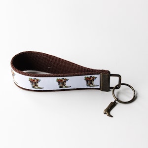 Floral Cowgirl Boots Themed Keychain Wristlet | Key Holder | Key Chain | Boots | Western Boots | ID Badge Holder | Gifts for Women