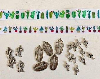 New Cactus Ribbon and Charms for Making Crafts, Bracelets, Necklaces | Jewelry Supplies | Charms | Cactus | Cactus Ribbon | Cactus Charms