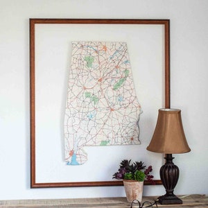 ALABAMA State Map Wall Decor Vintage Map Decor Perfect Gift for Any Occasion Gallery Wall Decor Medium size image 1