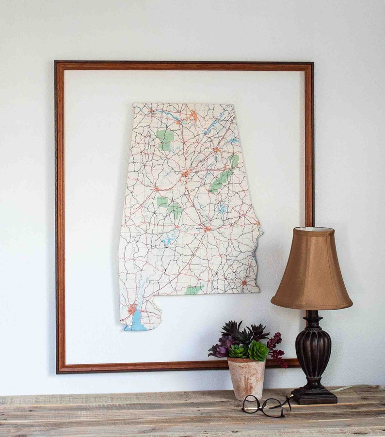 ALABAMA State Map Wall Decor Vintage Map Decor Perfect Gift for Any Occasion Gallery Wall Decor Medium size image 1